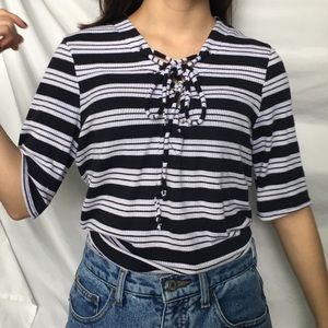 Navy blue and white shirt